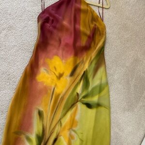 Zara One Shoulder Dress in Yellow and Red Floral
